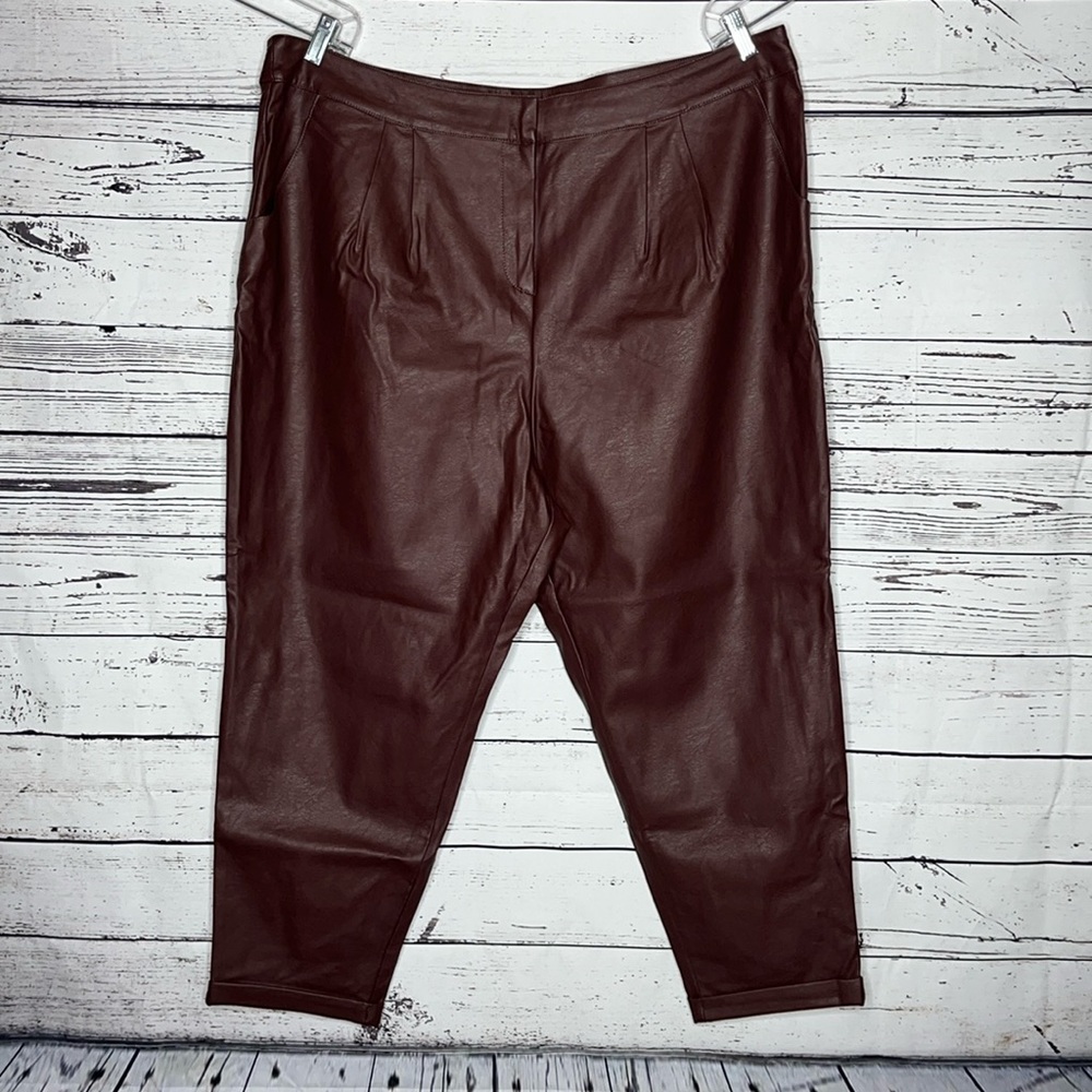 ASOS Curve NWT Size 20 Purple Pleated Cuffed Leg Faux Leather Pants